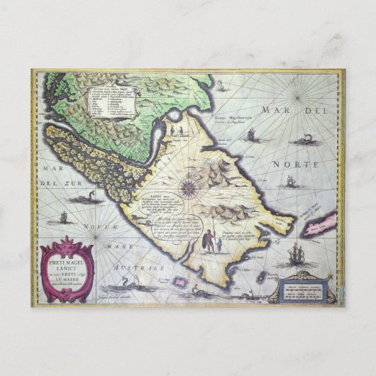 Kaart van de Magellan-Straat, Patagonia (Voorkant)