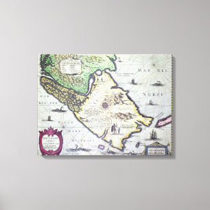 Kaart van de Magellan-Straat, Patagonia Canvas Afdruk