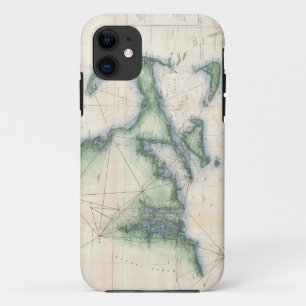  Kaart van de Massachusetts kustlijn iPhone 11 Hoesje