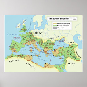 Kaart van de maximale omvang van het Romeinse Rijk Poster