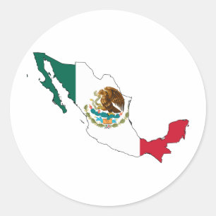 kaart van de mexico - vlag . la Bandera Nacional Ronde Sticker