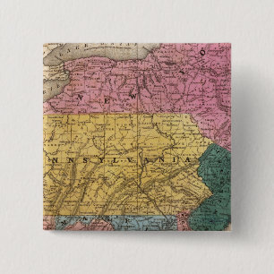 Kaart van de Midden-Staten Vierkante Button 5,1 Cm