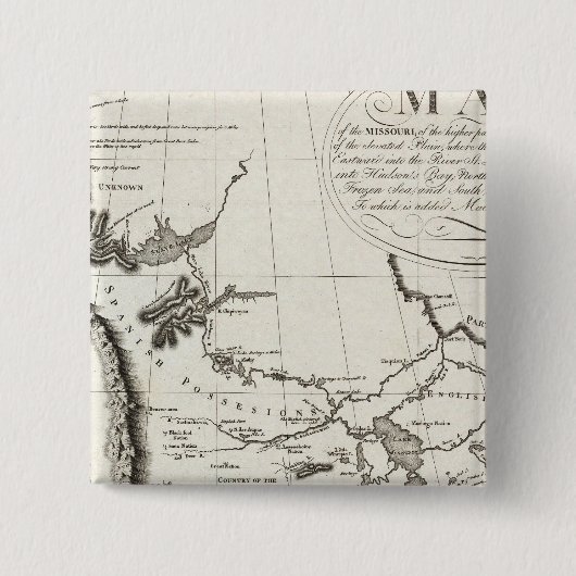 Kaart van de Missouri Vierkante Button 5,1 Cm (Voorkant)