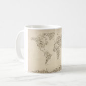 Kaart van de muzieknoten van de wereld koffiemok (Voorkant links)