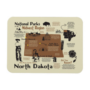 Kaart van de nationale parken van North Dakota Magneet