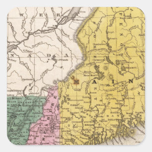 Kaart van de nieuwe staten in Engeland of Oost-Eur Vierkante Sticker