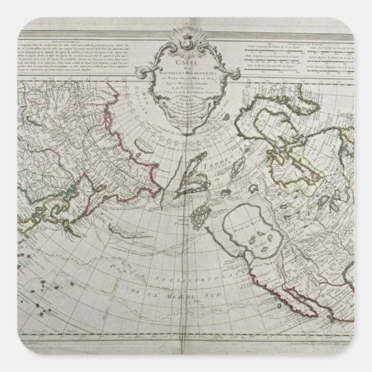 Kaart van de Nieuwe Uitvindingen Vierkante Sticker (Voorkant)