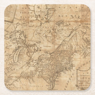 Kaart van de noordelijke en de Midden-Amerikaanse  Vierkante Kartonnen Onderzetter