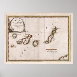 kaart van de oude Canarische Eilanden (1798)  Poster