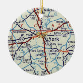 kaart van de PA van York Keramisch Ornament (Voorkant)