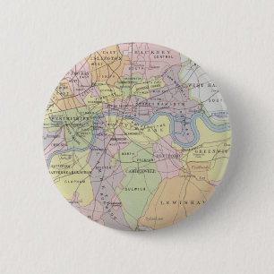 Kaart van de parlementaire wijken van Metropolitan Ronde Button 5,7 Cm