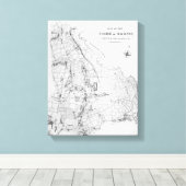 Kaart van de parochie van Hackney Canvas Afdruk (Insitu (Houten vloer))