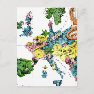  kaart van de politieke Cartoon van Europa (1877)