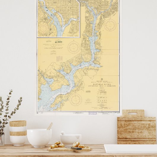  kaart van de Potomac (1968) Poster (Keuken)