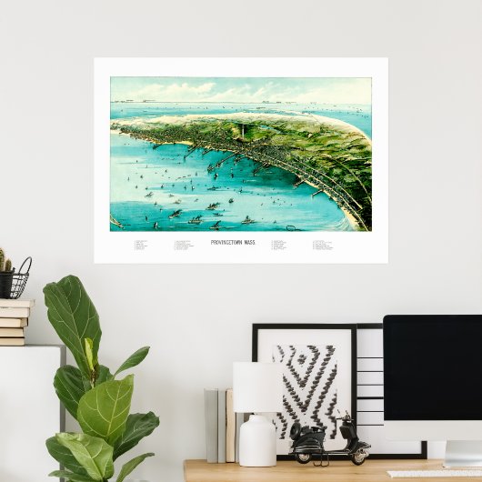 Kaart van de Provincetown, Massachusetts uit 1910 Poster (Thuiskantoor)