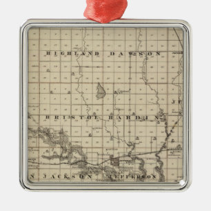 Kaart van de provincie Greene, staat Iowa Metalen Ornament