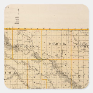 Kaart van de provincie Guthrie, staat Iowa Vierkante Sticker