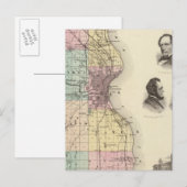 Kaart van de provincie Milwaukee, de staat Wiscons (Voorkant / Achterkant)