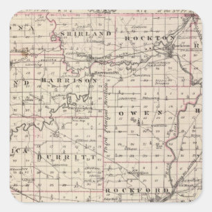 Kaart van de provincie Winnebago en Belvidere Vierkante Sticker