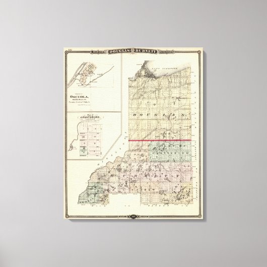 Kaart van de provincies Douglas en Burnett Canvas Afdruk (Voorkant)