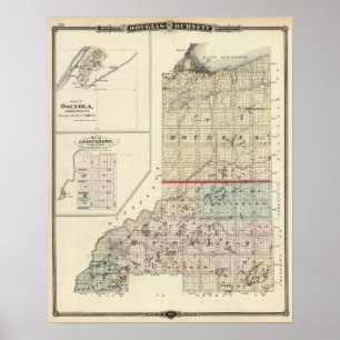 Kaart van de provincies Douglas en Burnett Poster