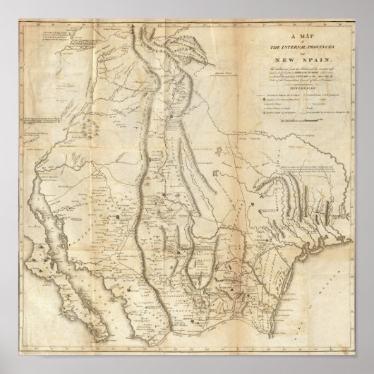 Kaart van de provincies New Spanje Poster (Voorkant)