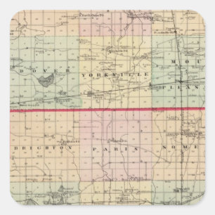 Kaart van de provincies Racine en Kenosha Vierkante Sticker