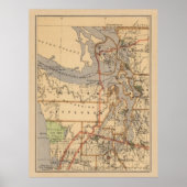kaart van de Puget Sound (1876) Poster (Voorkant)
