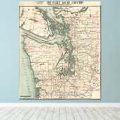 kaart van de Puget Sound (1910) Canvas Afdruk (Insitu (Houten vloer))