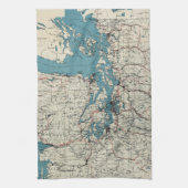 kaart van de Puget Sound (1919) Theedoek (Verticaal)