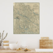 kaart van de Richmond Virginia Area (1864) Poster (Keuken)