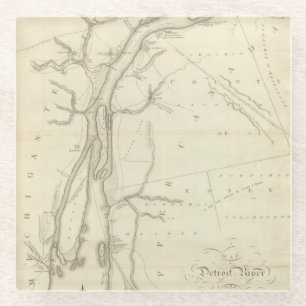 Kaart van de rivier de Detroit Glazen Onderzetter