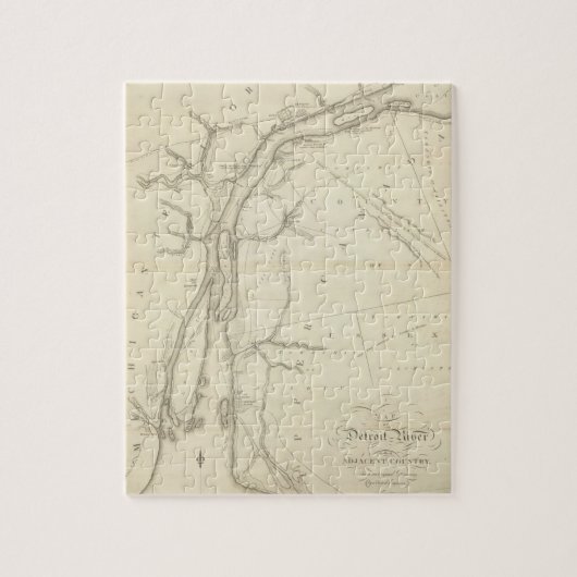 Kaart van de rivier de Detroit Legpuzzel (Verticaal)