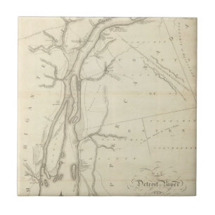 Kaart van de rivier de Detroit Tegeltje