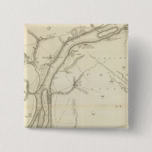 Kaart van de rivier de Detroit Vierkante Button 5,1 Cm
