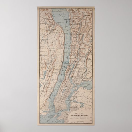 kaart van de rivier de Hudson (1919) Poster (Voorkant)