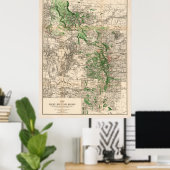 kaart van de Rocky Mountains (1885) Poster (Thuiskantoor)
