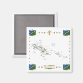 Kaart van de Salomonseilanden + Flags Magnet Magneet (Voorkant / Achterkant)