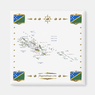Kaart van de Salomonseilanden + Flags Magnet Magneet