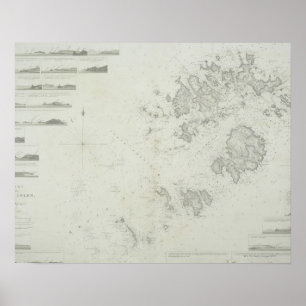 Kaart van de Scilly Isles in Groot-Brittannië Poster