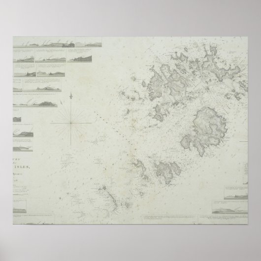 Kaart van de Scilly Isles in Groot-Brittannië Poster (Voorkant)