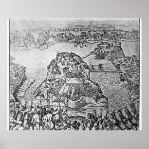 Kaart van de Siege van Malta in 1565 Poster