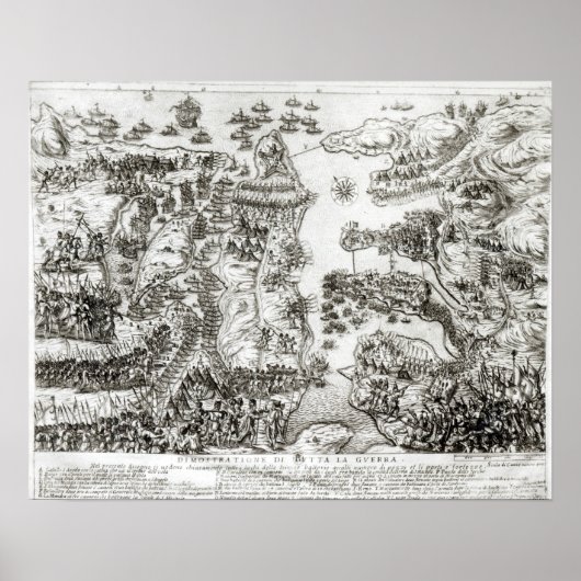 Kaart van de Siege van Malta in 1565 Poster (Voorkant)