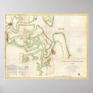 kaart van de Sint-Marys, FL/GA (1857) Poster