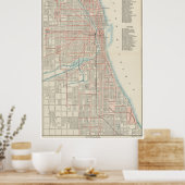  kaart van de spoorweg van Chicago (1893) Poster (Keuken)