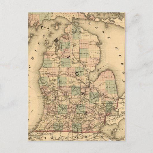  kaart van de spoorwegen van Michigan (1876) (Voorkant)