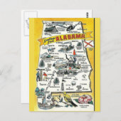 Kaart van de staat Alabama Briefkaart (Voorkant / Achterkant)