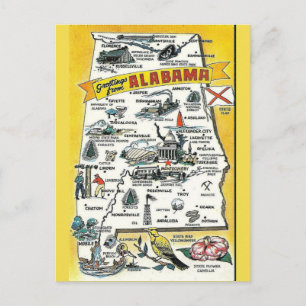 Kaart van de staat Alabama Briefkaart