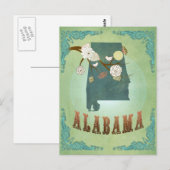 Kaart van de staat Alabama - Groen (Voorkant / Achterkant)