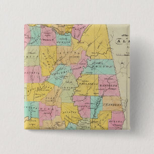Kaart van de staat Alabama Vierkante Button 5,1 Cm